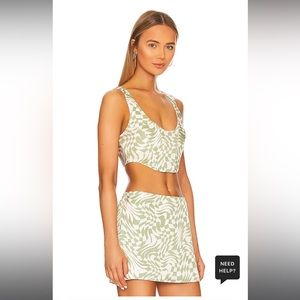 For Love & Lemons Aiko Mini Skirt in Green
